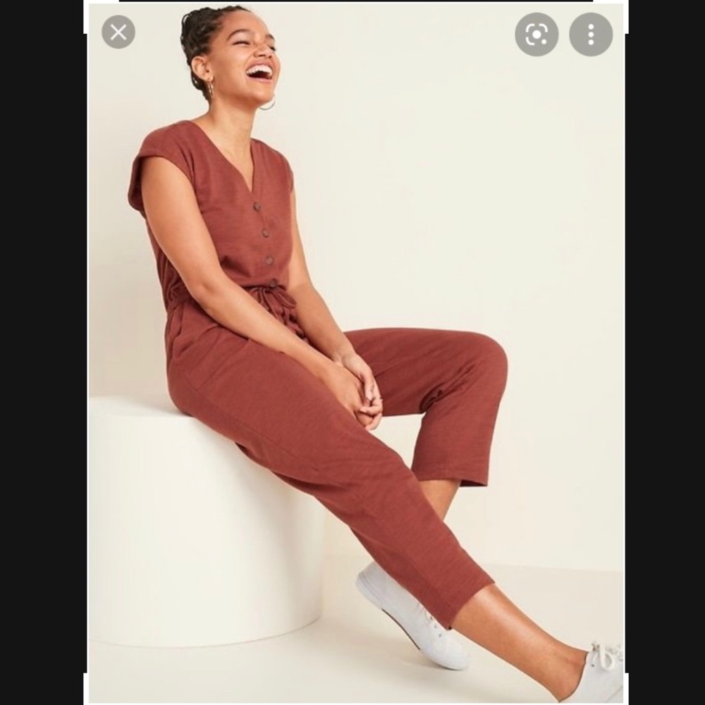 Old Navy Slub-Knit Button Front Utility Jumpsuit